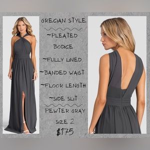 Bill Levkoff Women’s Gray Grecian Style Prom Party Bridal Dress Gown